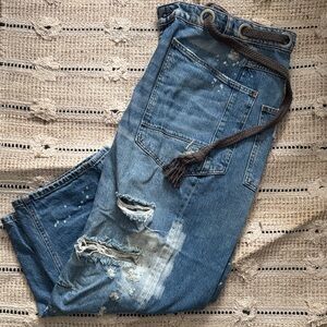 We The Free Relaxed Blue Distressed Jeans
